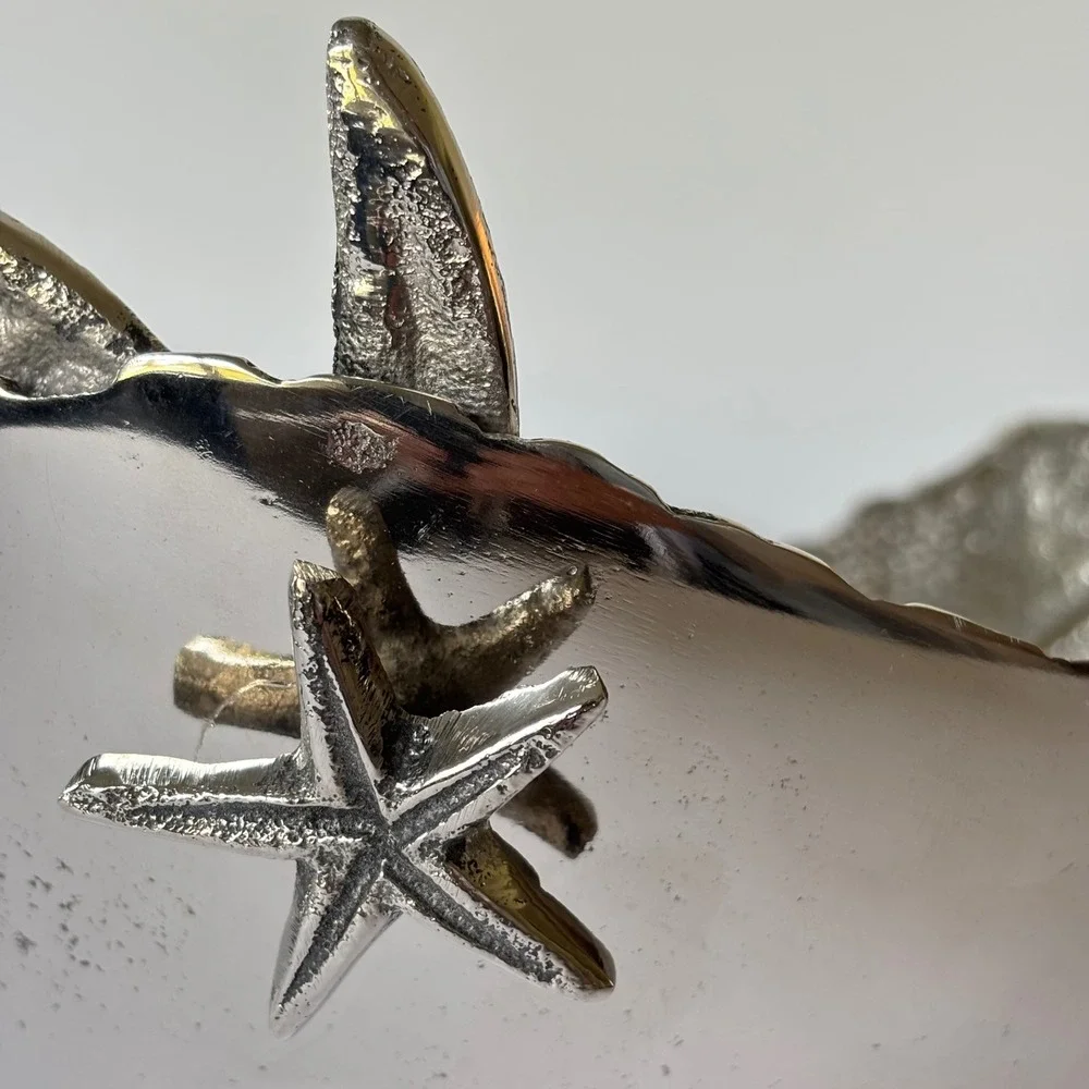 Mariposa Large Starfish Serving Salad Bowl Nautical Coastal‎ Decor Aluminum New